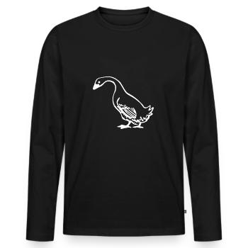 gans - Männer Premium Bio Langarmshirt - Schwarz - Vorne - Nico (187cm)