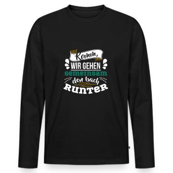 Komm wir gehen gemeinsam den bach runter - Männer Premium Bio Langarmshirt - Schwarz - Vorne - Nico (187cm)