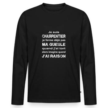 Je suis Charpentier - T-shirt manches longues Premium bio Homme - noir - Devant - Nico (187cm)