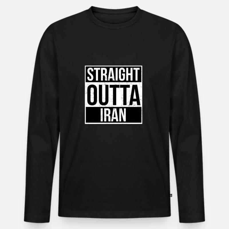 Straight Outta Iran! - Männer Premium Bio Langarmshirt - Schwarz