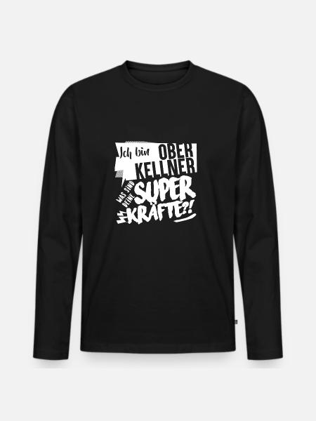 Superkräfte Oberkellner Geschenk - Männer Premium Bio Langarmshirt - Schwarz
