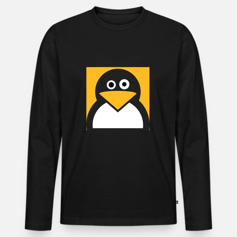 Linux Pinguin - Männer Premium Bio Langarmshirt - Schwarz