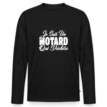motard qui déchire - T-shirt manches longues Premium bio Homme - noir - Devant - Nico (187cm)