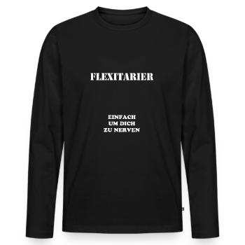 Flexitarier - einfach nur um dich zu nerven - Männer Premium Bio Langarmshirt - Schwarz - Vorne - Nico (187cm)