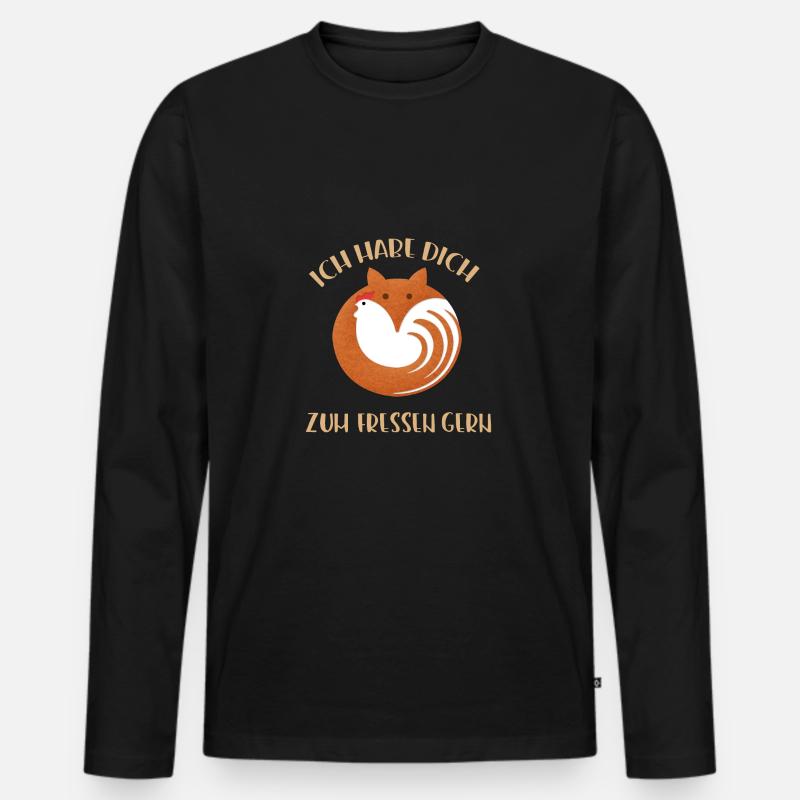 Fuchs, Huhn, Liebe - Männer Premium Bio Langarmshirt - Schwarz