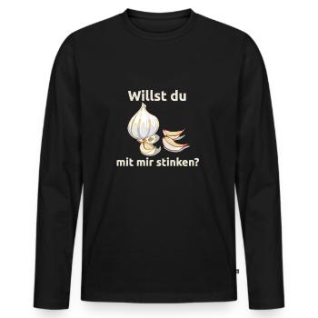 Knoblauch Knobi stinken Liebe Geschenk - Männer Premium Bio Langarmshirt - Schwarz - Vorne - Nico (187cm)