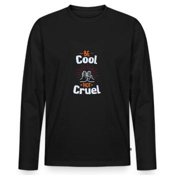 Be Cool Shirt - shake hands black - Men's Premium Organic Long Sleeve Shirt - black - Front - Nico (187cm)