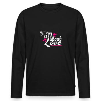 Idée Valentine Février Amour cadeau - T-shirt manches longues Premium bio Homme - noir - Devant - Nico (187cm)