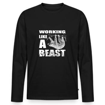Working in the office like an animal, like a sloth - Men's Premium Organic Long Sleeve Shirt - black - Front - Nico (187cm)
