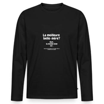 La meilleure belle mère? - T-shirt manches longues Premium bio Homme - noir - Devant - Nico (187cm)