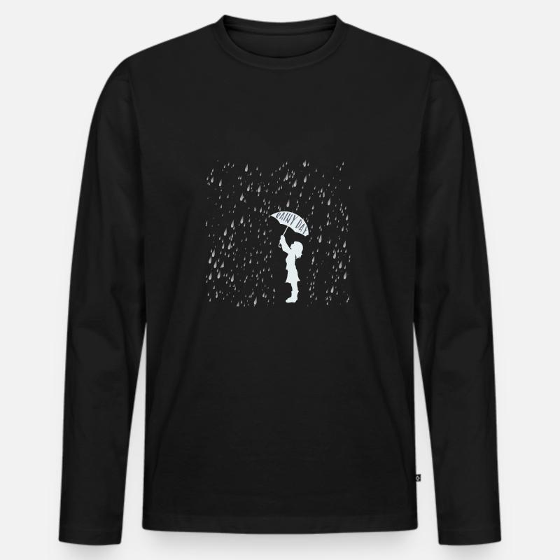 rainy day - Männer Premium Bio Langarmshirt - Schwarz