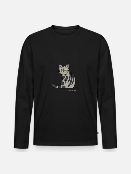 Katze - Amerikanisch Kurzhaar - Männer Premium Bio Langarmshirt - Schwarz