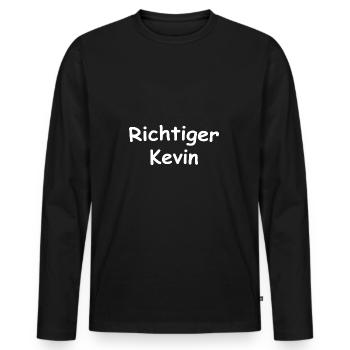 Für einen ,,Richtigen Kevin" Geschenkidee - Männer Premium Bio Langarmshirt - Schwarz - Vorne - Nico (187cm)