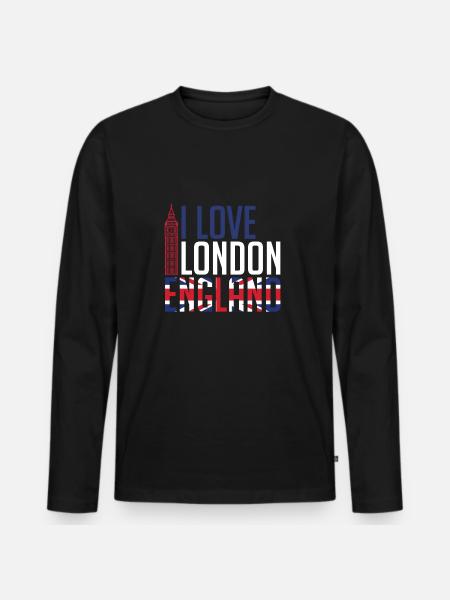 I Love London England - Premium økologisk langermet T-skjorte for menn - svart