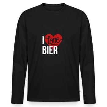 I love Bier - Männer Premium Bio Langarmshirt - Schwarz - Vorne - Nico (187cm)
