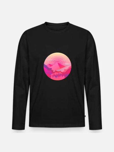 Mountains pyramid sun forest - Men's Premium Organic Long Sleeve Shirt - black