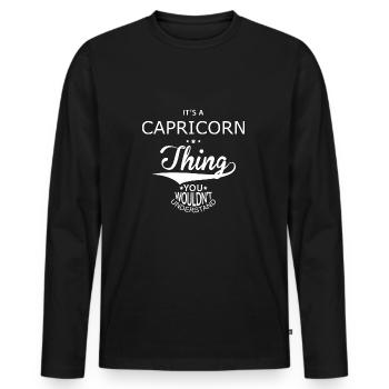 Sternzeichen Steinbock - Männer Premium Bio Langarmshirt - Schwarz - Vorne - Nico (187cm)