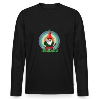 Böser und gemeiner Gartenzwerg Gnom Zwerg - Männer Premium Bio Langarmshirt - Schwarz - Vorne - Nico (187cm)