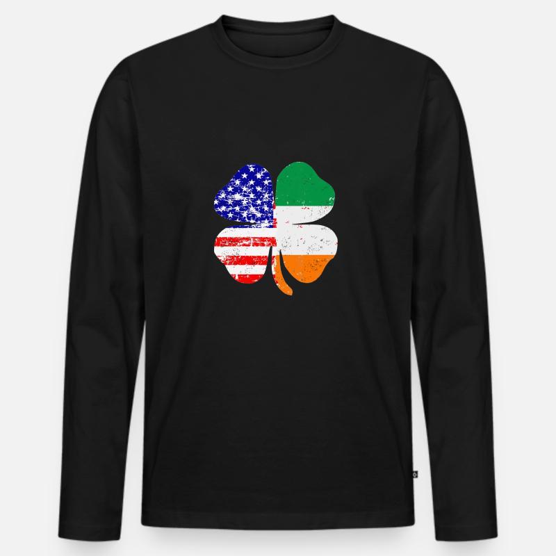 American Irish Clover Leaf Gift - Männer Premium Bio Langarmshirt - Schwarz