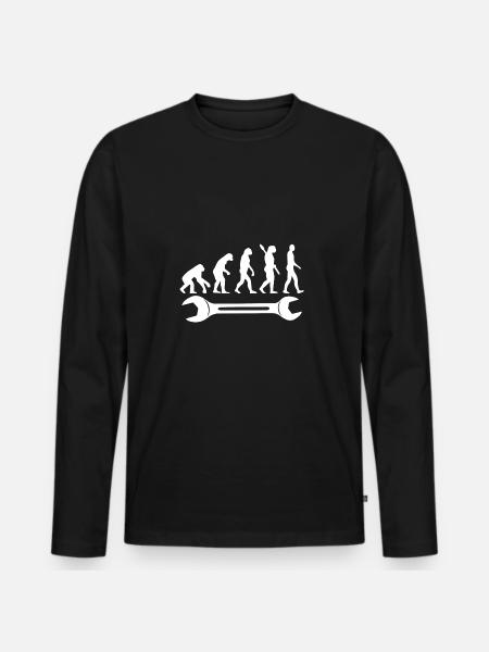 Evolution T-Shirt Mechanic Spanner Tool - Men's Premium Organic Long Sleeve Shirt - black
