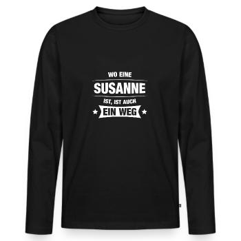 SUSANNE Spruch Geschenkidee Geburtstag Witzig Cool - Männer Premium Bio Langarmshirt - Schwarz - Vorne - Nico (187cm)