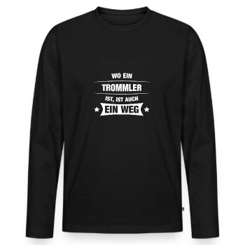 TROMMLER Geschenk Idee Spruch Geburtstag Witzig - Männer Premium Bio Langarmshirt - Schwarz - Vorne - Nico (187cm)
