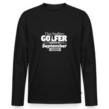 Golfer Golfen Geschenk Geburtstag September - Männer Premium Bio Langarmshirt - Schwarz - Vorne - Nico (187cm)