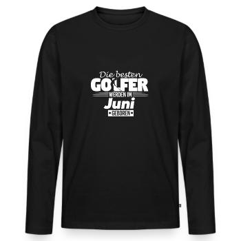 Golfer Golfen Geschenk Geburtstag Juni - Männer Premium Bio Langarmshirt - Schwarz - Vorne - Nico (187cm)