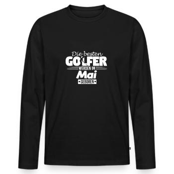 Golfer Golfen Geschenk Geburtstag Mai - Männer Premium Bio Langarmshirt - Schwarz - Vorne - Nico (187cm)