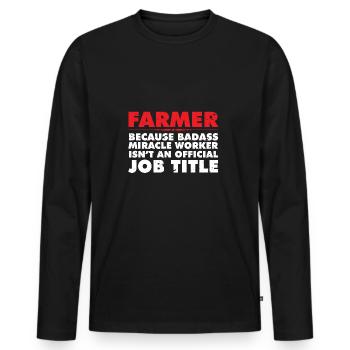 FARMER - T-shirt manches longues Premium bio Homme - noir - Devant - Nico (187cm)