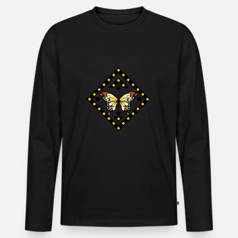 Schmetterling - Männer Premium Bio Langarmshirt - Schwarz