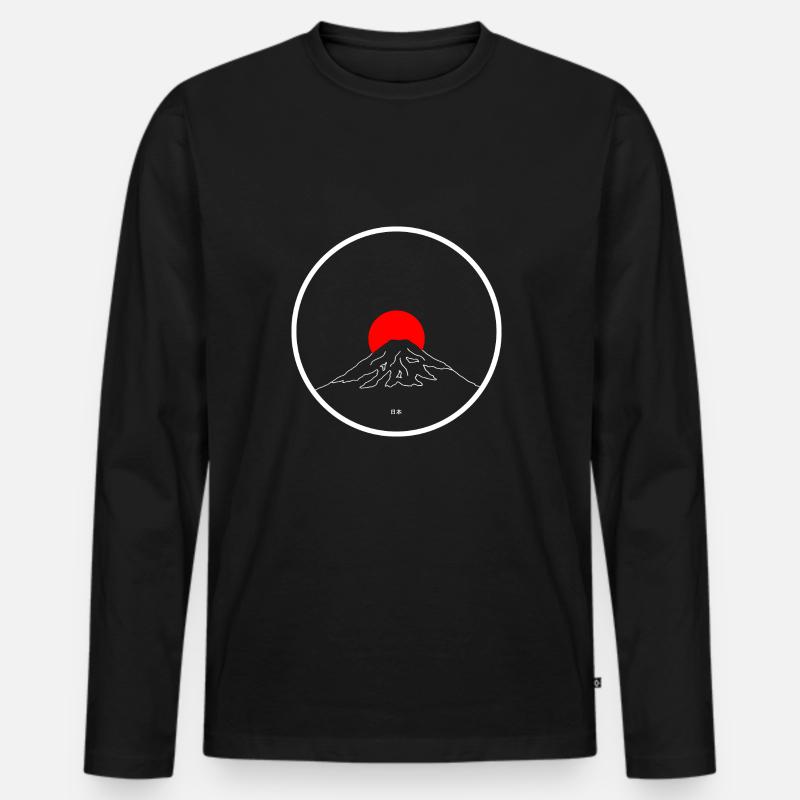 Berg Fuji - Männer Premium Bio Langarmshirt - Schwarz
