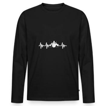 drummer tshirt - Men's Premium Organic Long Sleeve Shirt - black - Front - Nico (187cm)