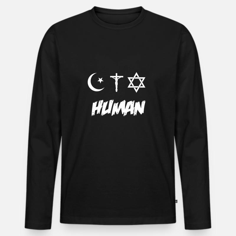 Menschlichkeit - Religion - Männer Premium Bio Langarmshirt - Schwarz