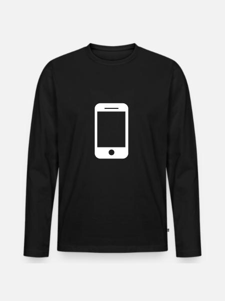 Mobile phone icon gift idea - Men's Premium Organic Long Sleeve Shirt - black