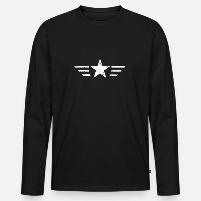 stern - Männer Premium Bio Langarmshirt - Schwarz