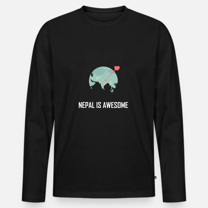Nepal ist großartig - Männer Premium Bio Langarmshirt - Schwarz