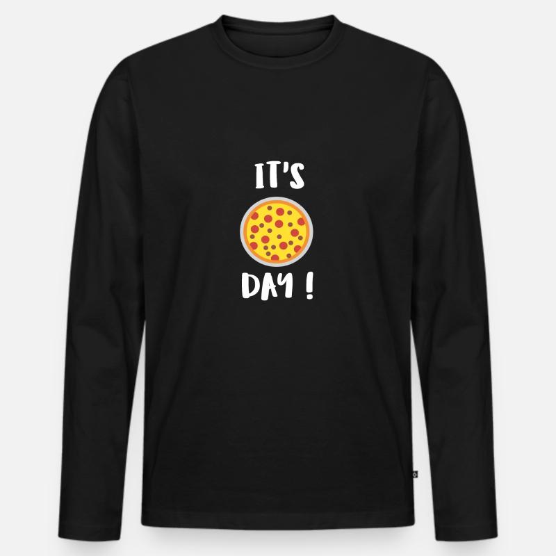 Pizza Day! Essen Geschenk - Männer Premium Bio Langarmshirt - Schwarz