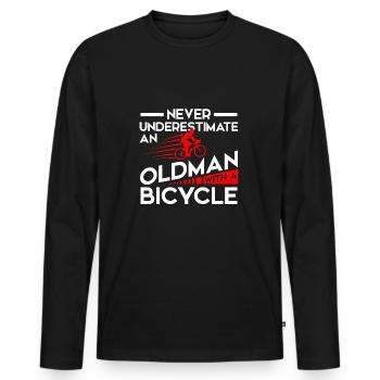 Never Underestimate Old Man with Bicycle - Männer Premium Bio Langarmshirt - Schwarz - Vorne - Nico (187cm)
