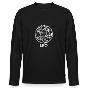 Zodiac Leo cadeau géométrique leo astro - T-shirt manches longues Premium bio Homme - noir - Devant - Nico (187cm)