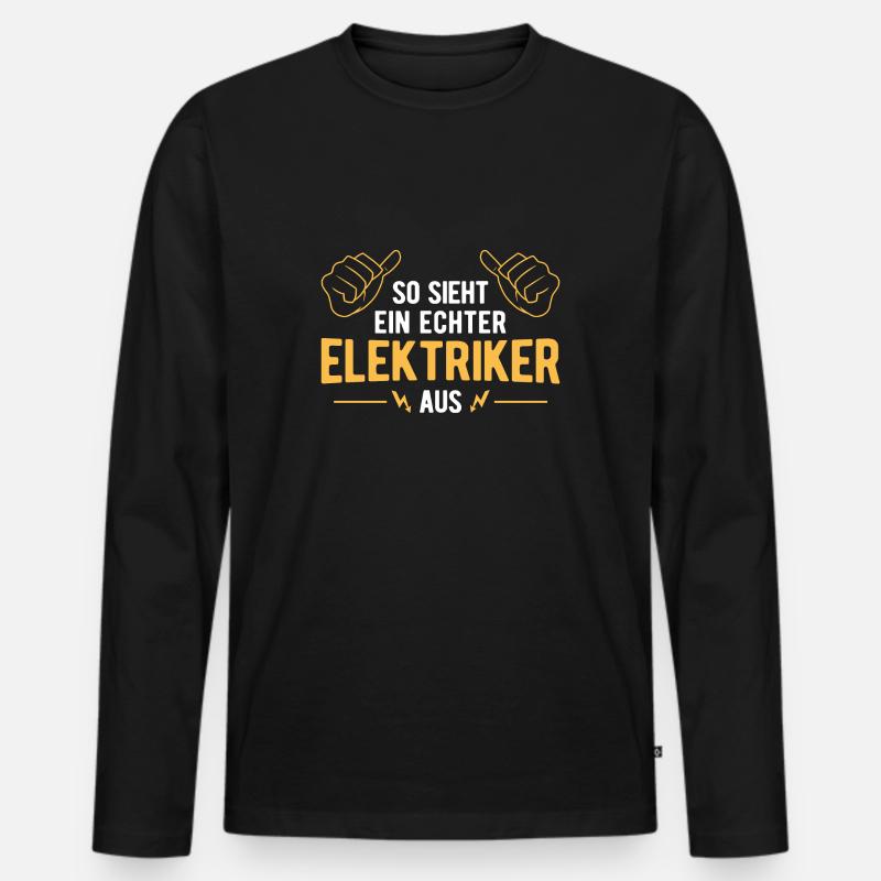 Elektriker Strom Elektrik - Männer Premium Bio Langarmshirt - Schwarz