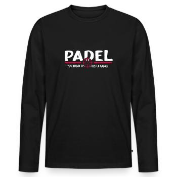 Padel Padel Tennis Pagaie « Padel Game » - T-shirt manches longues Premium bio Homme - noir - Devant - Nico (187cm)