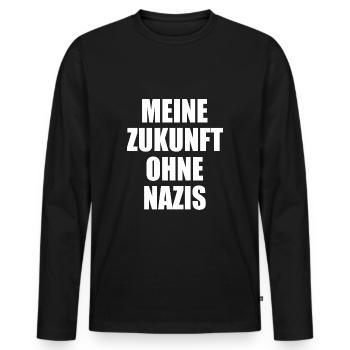 Meine zukunft ohne nazis - Männer Premium Bio Langarmshirt - Schwarz - Vorne - Nico (187cm)
