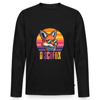 Retro Fuchs Tanzturnier Discofox Style - Männer Premium Bio Langarmshirt - Schwarz - Vorne - Nico (187cm)