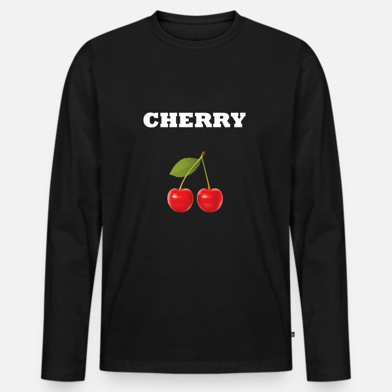CHERRY STYLE - Männer Premium Bio Langarmshirt - Schwarz