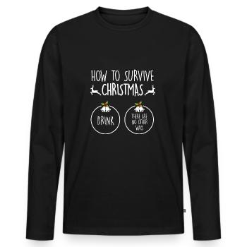 drôle cadeau de Noël Survivor Noël potable - T-shirt manches longues Premium bio Homme - noir - Devant - Nico (187cm)