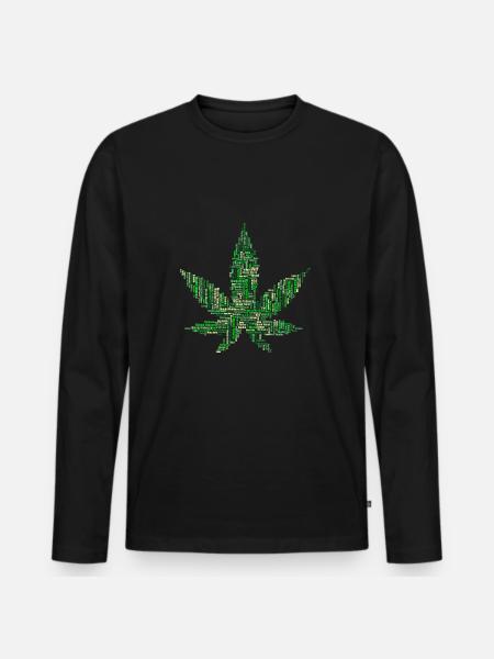 Hanfblatt Schriftzug Geschenk Geschenkidee - Männer Premium Bio Langarmshirt - Schwarz