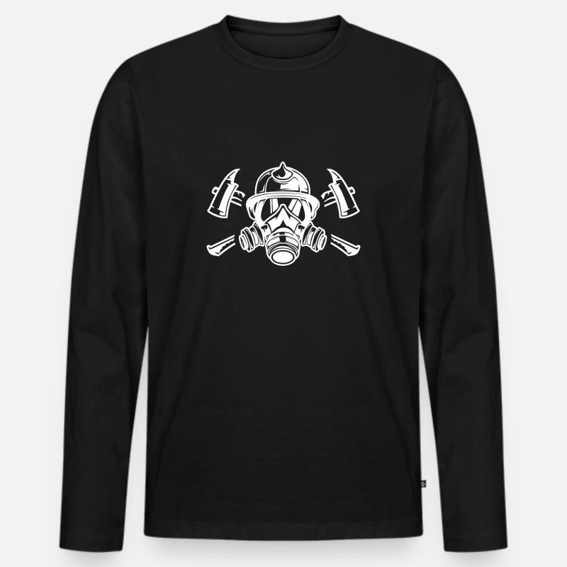 Feuerwehr - Männer Premium Bio Langarmshirt - Schwarz