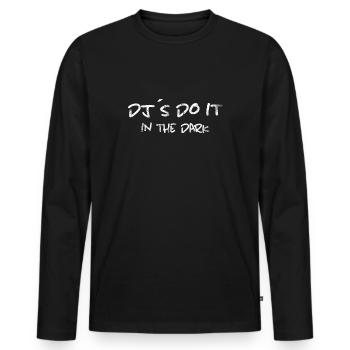 DJ techno bass disco sound engineer Turntable - Men's Premium Organic Long Sleeve Shirt - black - Front - Nico (187cm)