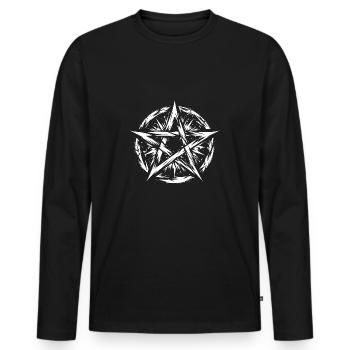 Pentagramme déchiré signe occulte - T-shirt manches longues Premium bio Homme - noir - Devant - Nico (187cm)